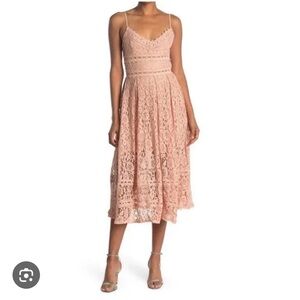 NSR Lace Midi Dress in Soft Pink